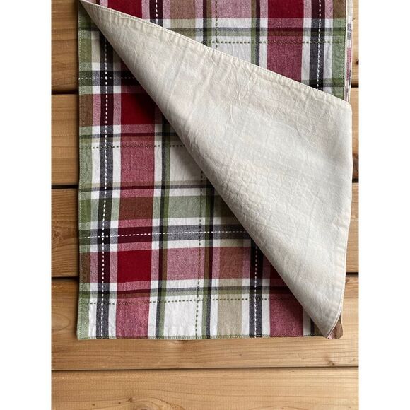 Simple Plaid over Plaid Linen Cotton Blend 4 Table Placemats - Picture 8 of 9